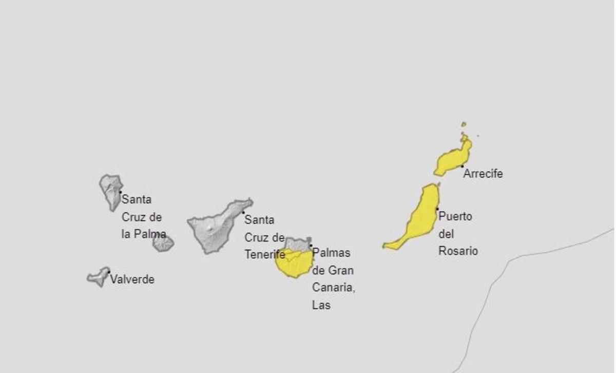 Aviso amarillo por lluvias para el jueves 8 de diciembre de 2022 en Gran Canaria, Lanzarote y Fuerteventura.