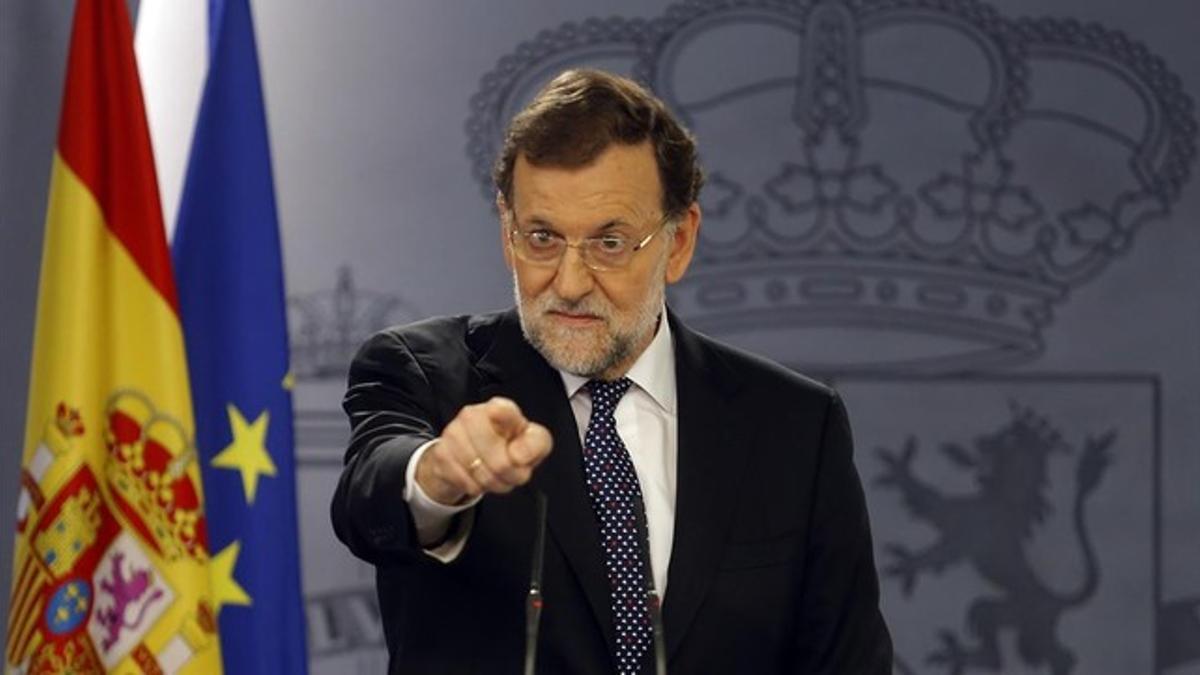 Mariano Rajoy, en una comparecencia de urgencia ante los medios, en una foto de archivo.