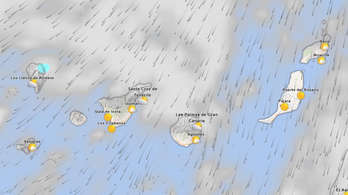 Previsión de viento de este martes en Canarias