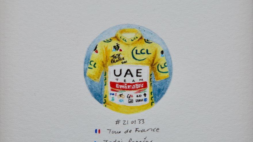Una artista miniaturista gironina subhasta les aquarel·les de les samarretes dels ciclistes guanyadors de UCI World Tour