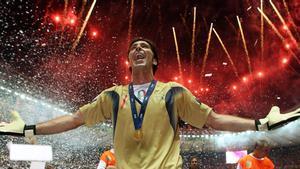 Buffon, celebrando el título conquistado en 2006