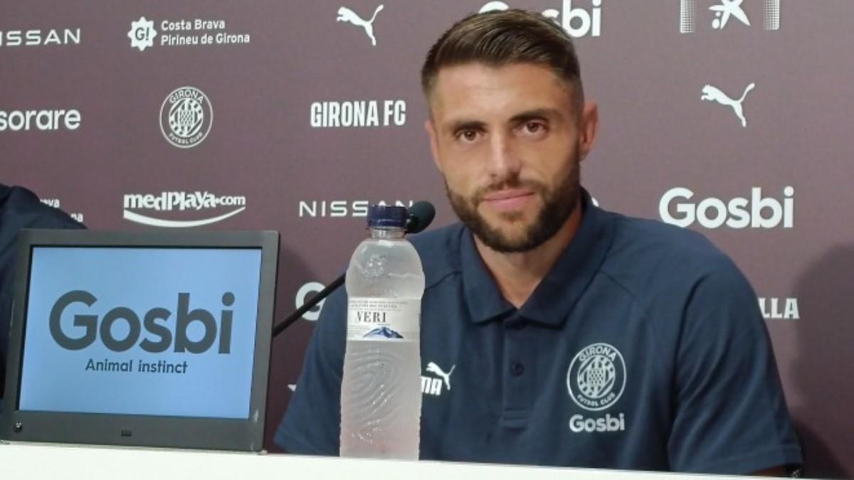 David López en su presentación con el Girona