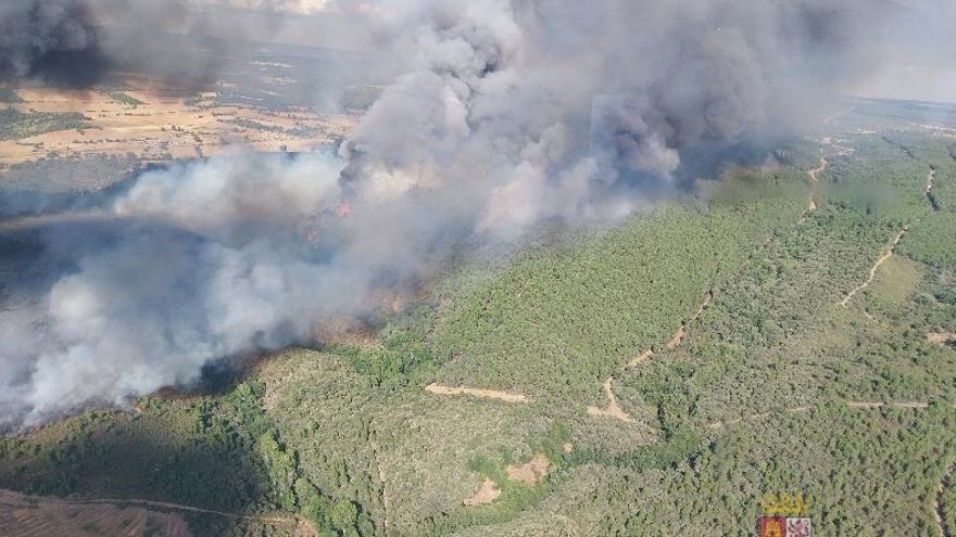 Evacuada la población de Sejas de Aliste y cortada la N-122 por el incendio de Trabazos (Zamora)