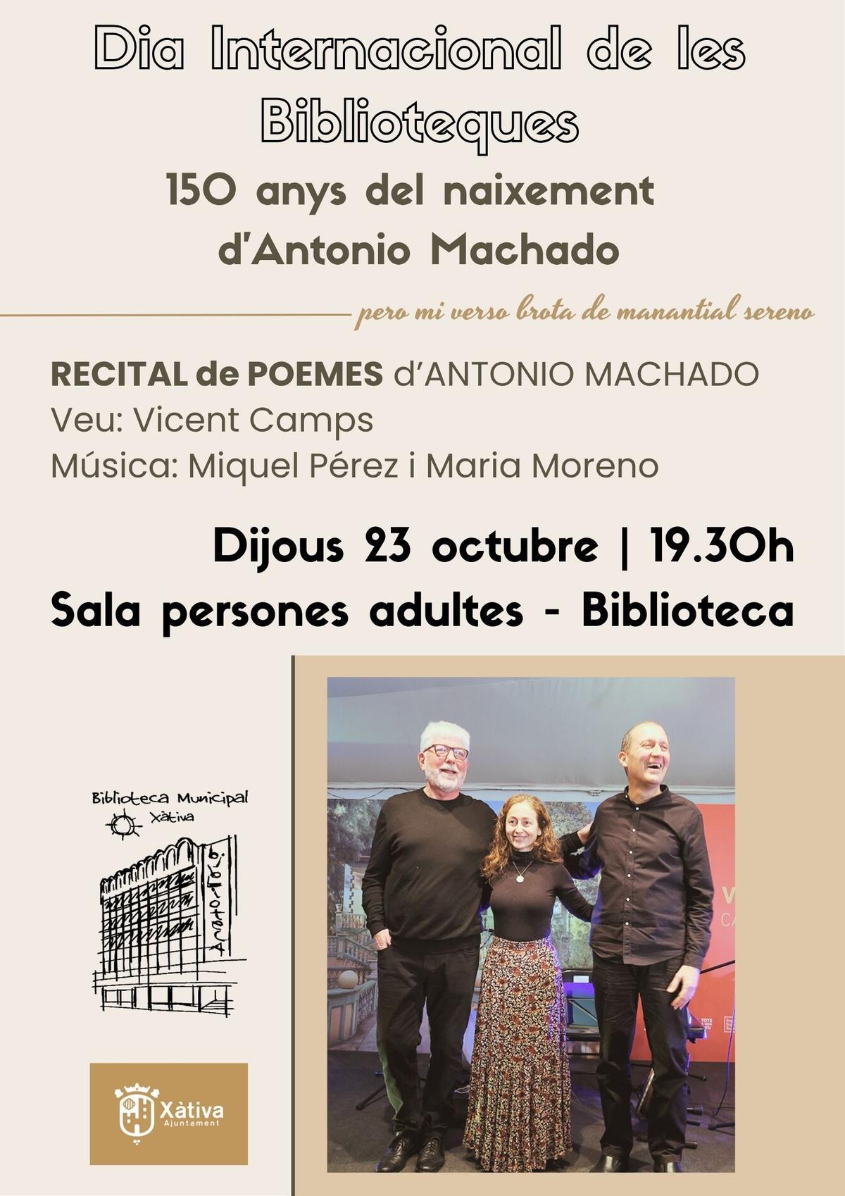 Cartel de la celebración del Día de las Bibliotecas, en Xàtiva.
