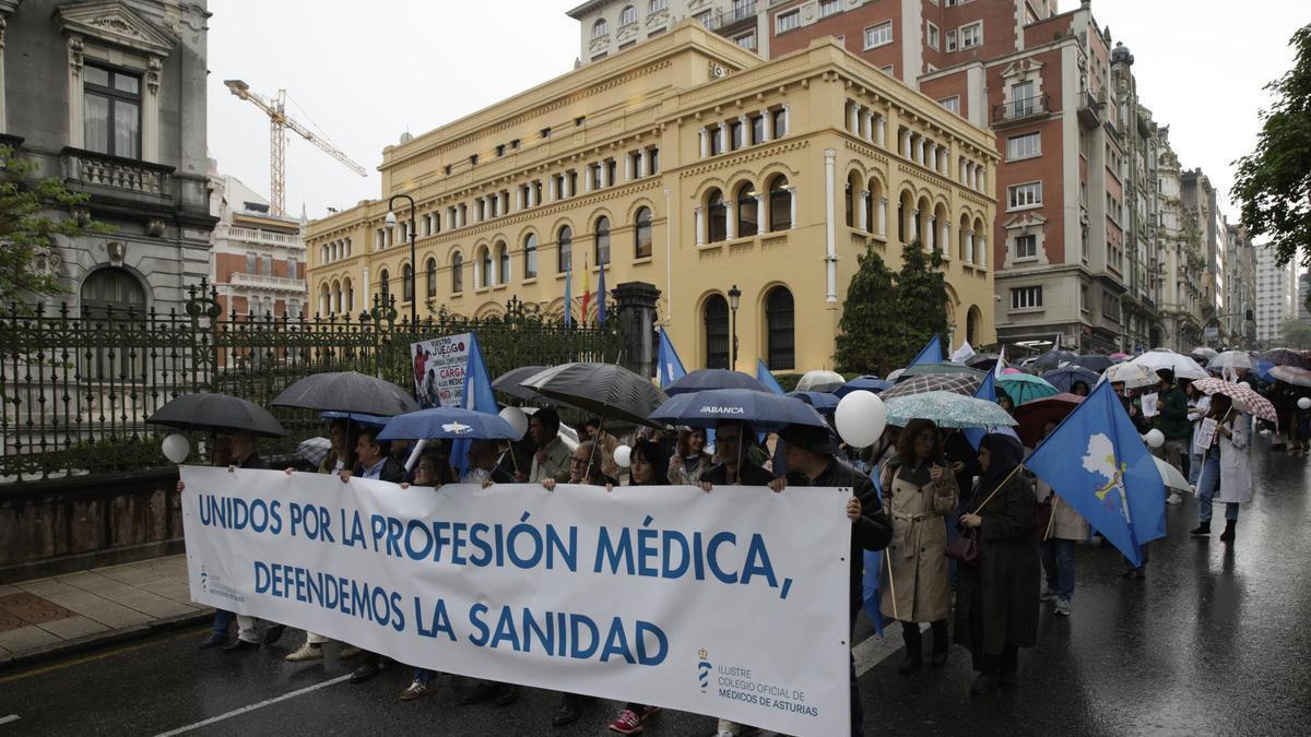 Manifestación de médicos en Oviedo, el pasado 29 de abril.