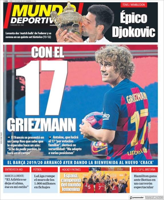 Portada MUNDO DEPORTIVO lunes 15 julio 2019