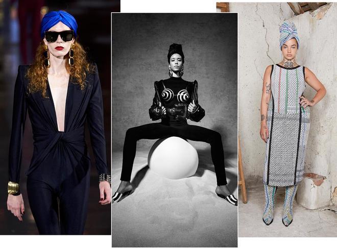 El turbante sobre la pasarela de primavera/verano 2022: Saint Laurent, Schiaparelli y Marine Serre