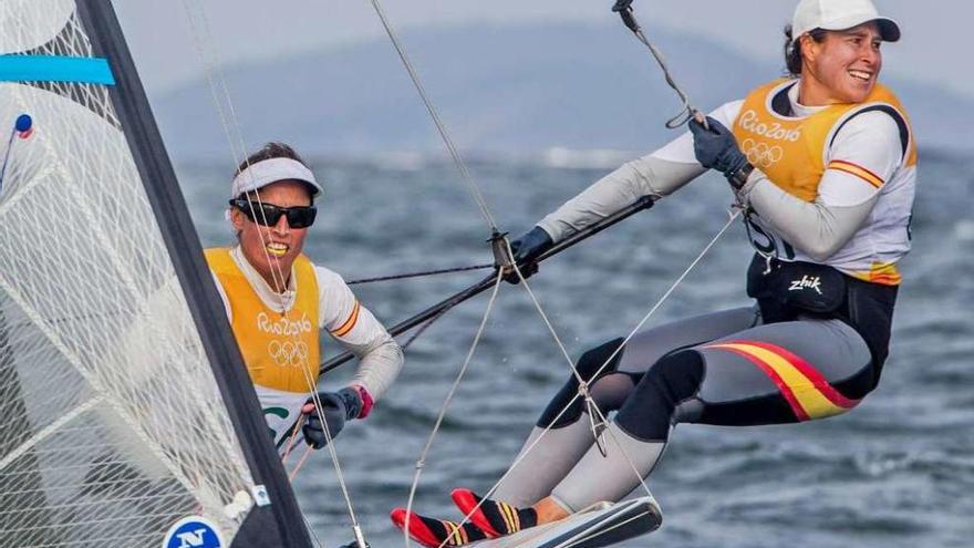 Betanzos y Echegoyen, durante una regata en los Juegos de Río. // Sailing Energy