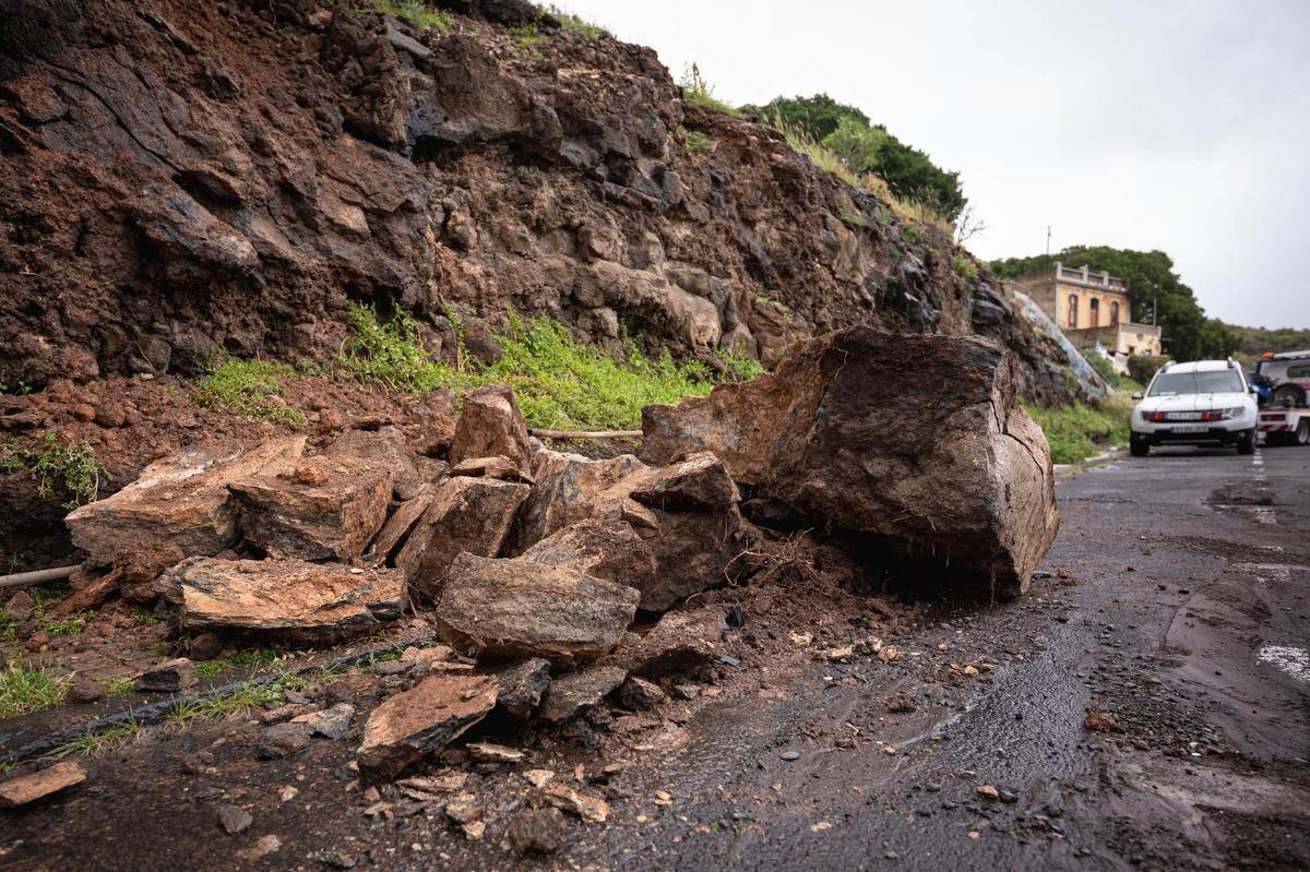 Desprendimientos debido al paso de la borrasca Therese en Canarias.