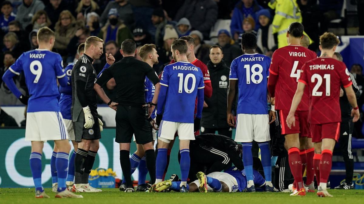 El Leicester, durante el partido frente al Liverpool