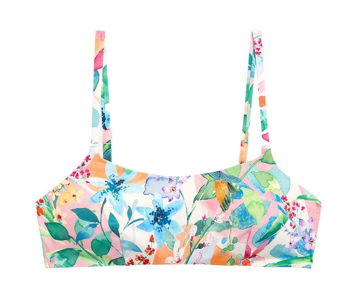 Top de bikini de estampado floral de Oysho. (Precio: 17, 99 euros)