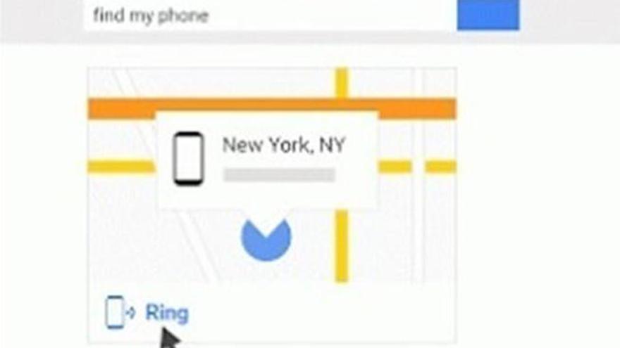 El buscador de Google: Find my phone.