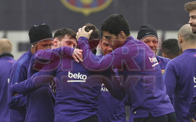 Entreno del FC Barcelona antes del clásico