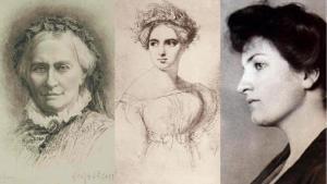 Mujeres compositoras. De izquierda a derecha, Clara Schumman, Fanny Mendelssohn y Alma Mahler.