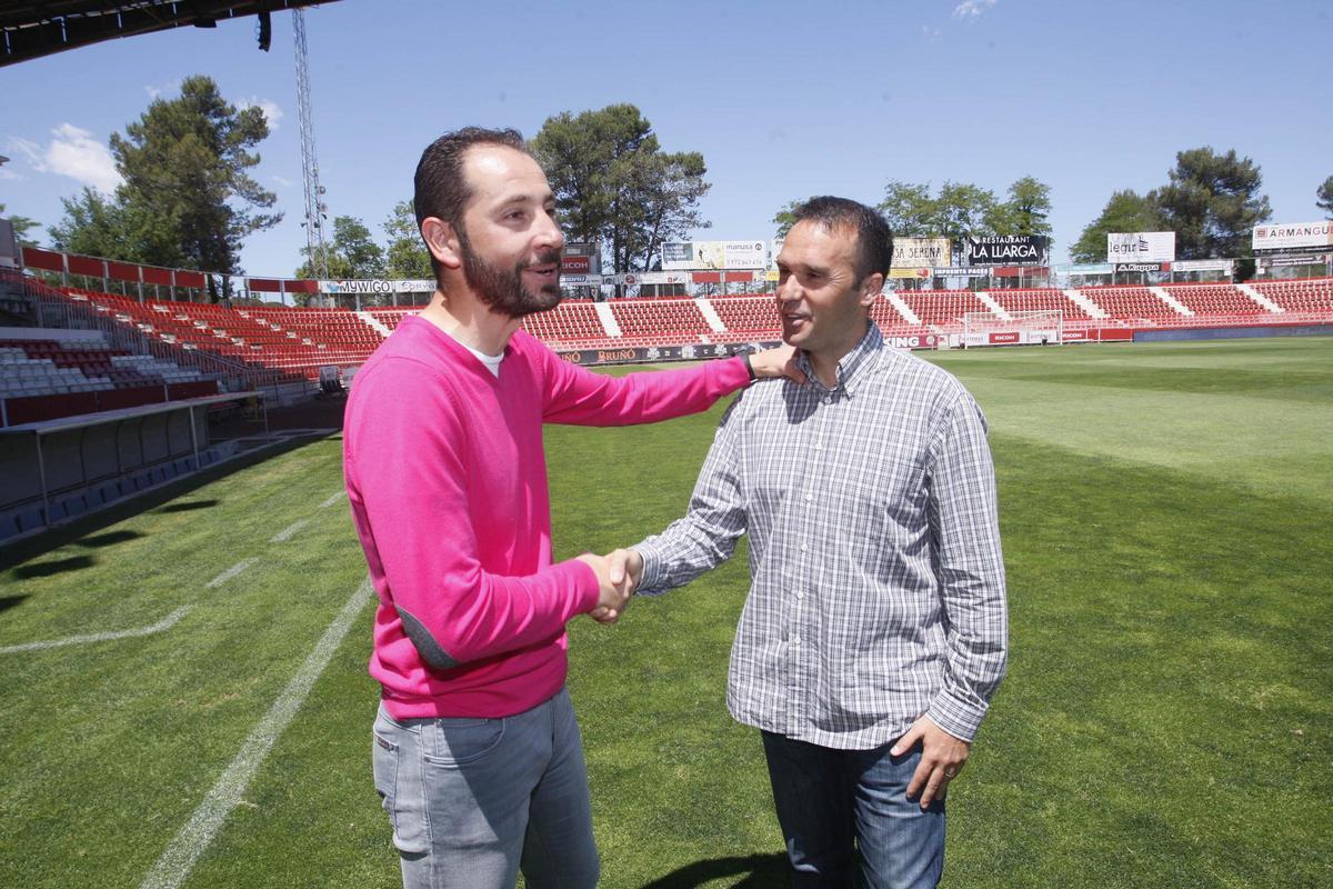 Machín i Carrillo dies abans d'un Girona-Llagostera el 2015.