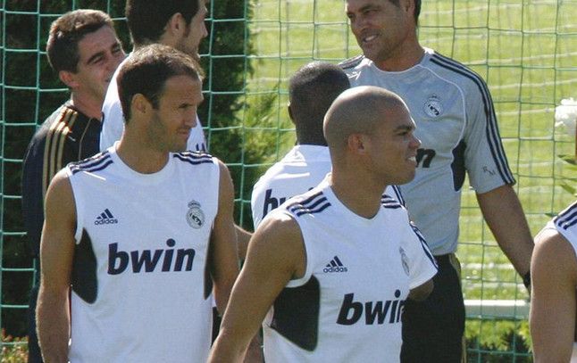Carvalho y Pepe, en un entrenamiento con el Real Madrid