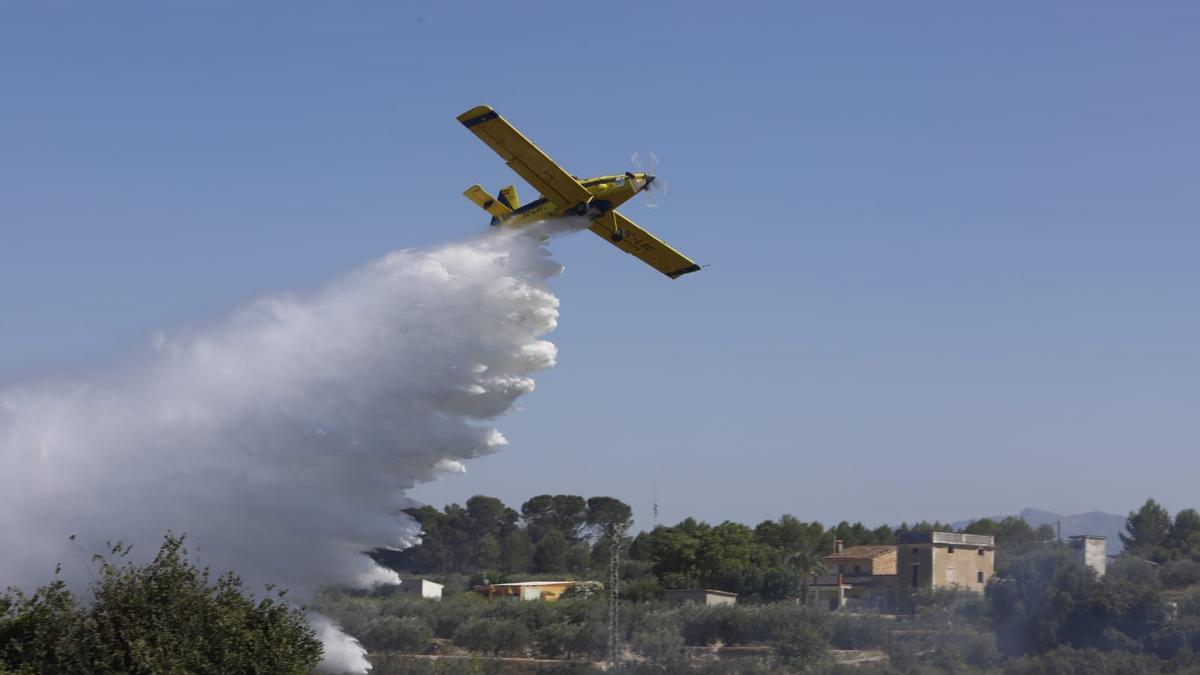 Cinco medios aéreos participan en la extinción de un incendio en L'Olleria  - Levante-EMV