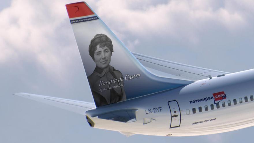 Imagen de Rosalía de Castro en la cola del avión de Norwegian