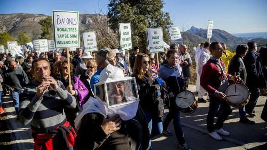 Agricultores en la manifestación celebrada en diciembre en Guadalest