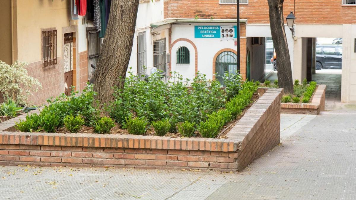 Una de las zonas ajardinadas del pasaje Salvador Allende, tras las actuaciones de mejora.