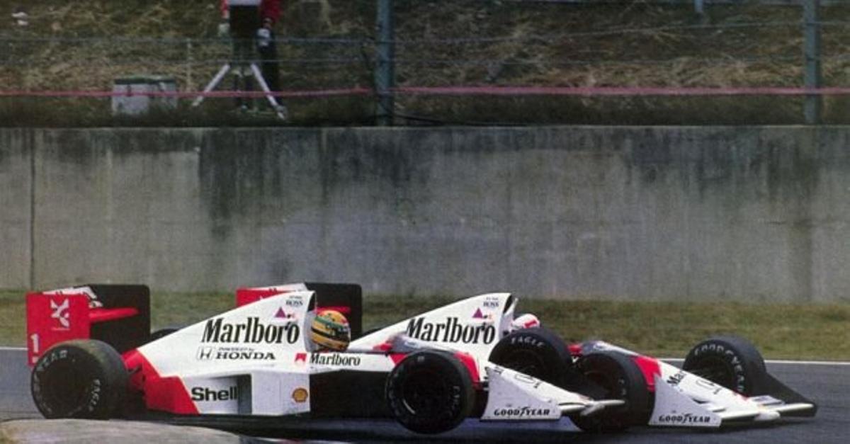 Icónica imagen de Prost y Senna en Suzuka en 1989