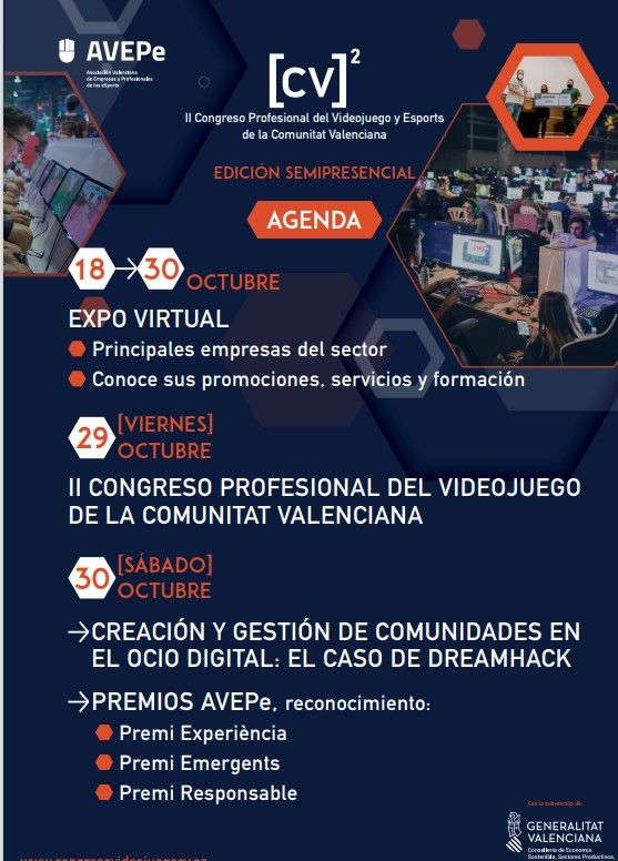 El II Congreso Profesional del Videojuego y Esports de la Comunitat Valenciana tendrá lugar el 29 y 30 de octubre en Feria Valencia.