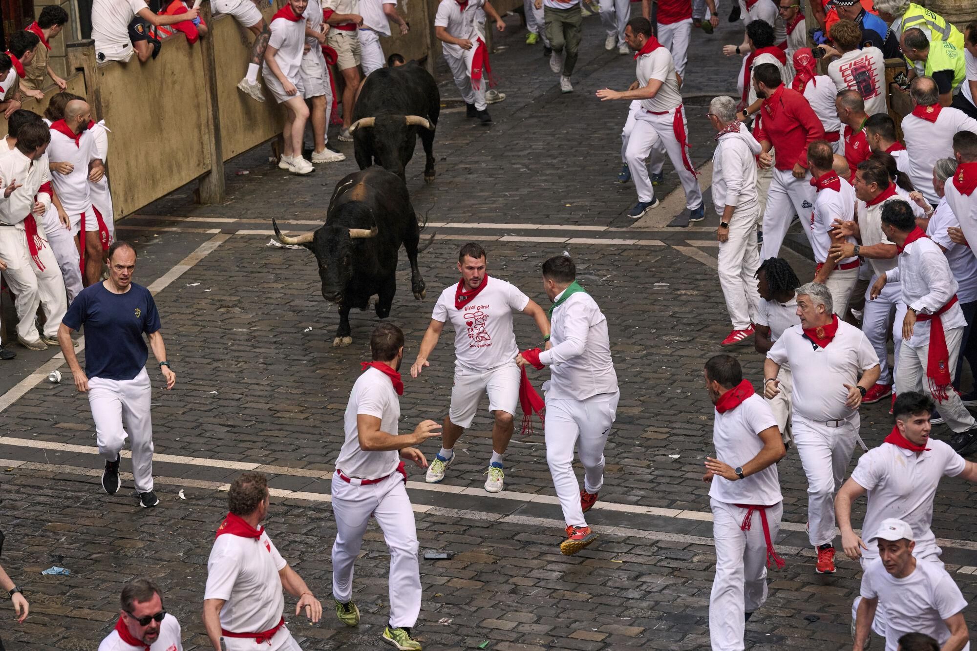 El primer encierro de los Sanfermines 2025, en imágenes.