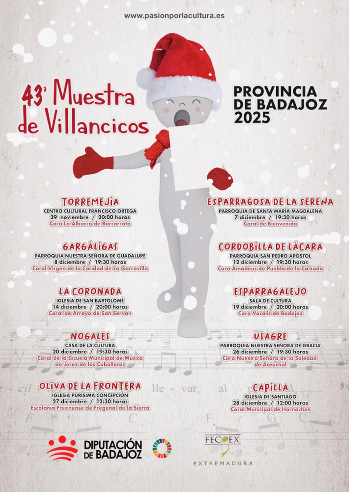 Cartel de la 43 Muestra de Villancicos de la Diputación de Badajoz