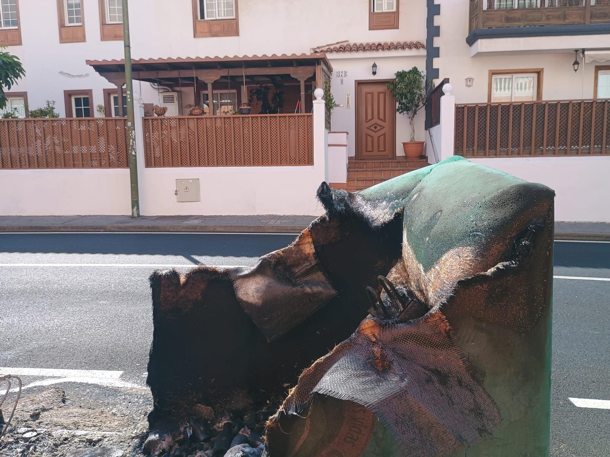Incidentes vandálicos en Caletillas: quema de contenedores y un vehículo