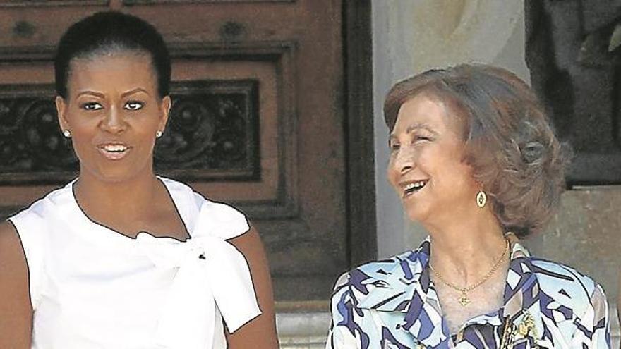 Michelle Obama almuerza con la reina Sofía