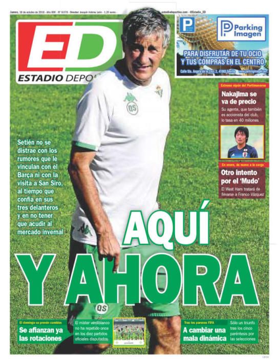 Portada ESTADIO DEPORTIVO  jueves 18 de octubre