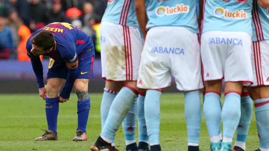 Messi, durante el partido de la primera vuelta de Liga ante el Celta en el Camp Nou.