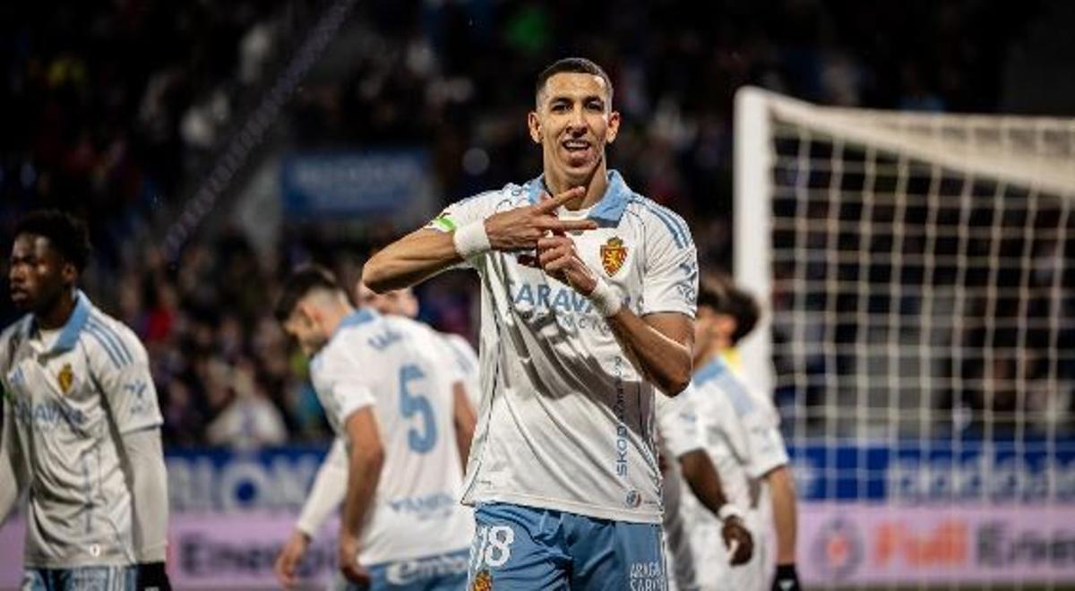 El Yamiq celebra su gol tras un remate de cabeza espléndido.