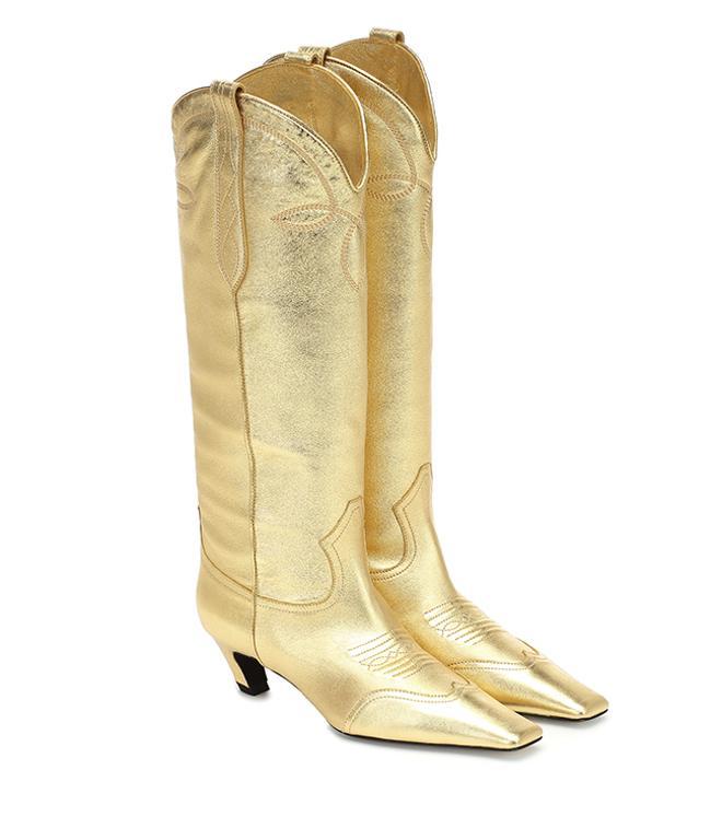 Botas cowboy de piel doradas de Khaite