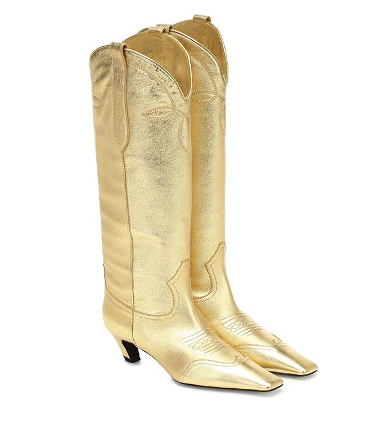 Botas cowboy de piel doradas de Khaite