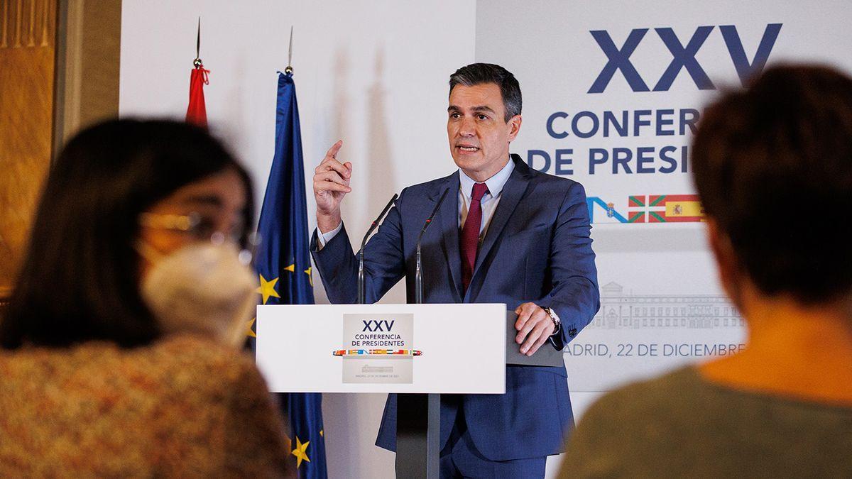 Pedro Sánchez durante la comparecencia tras la Conferencia de Presidentes