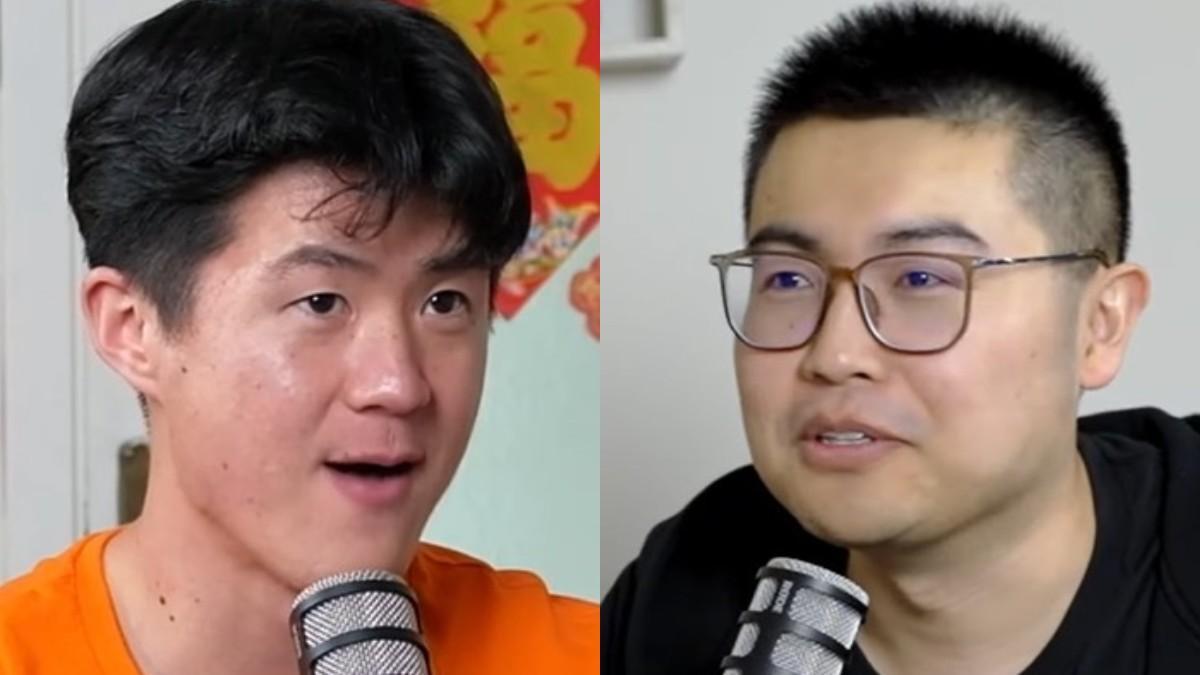 Los presentadores del pódcast 'Un chino y medio', Lin y Jia Jun Yin.