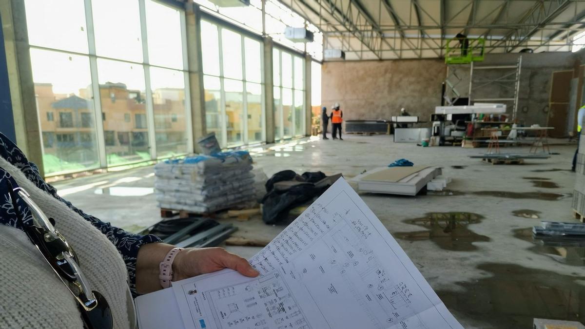 Obras de ampliación del polideportivo de Arinaga que actualmente se llevan a cabo.