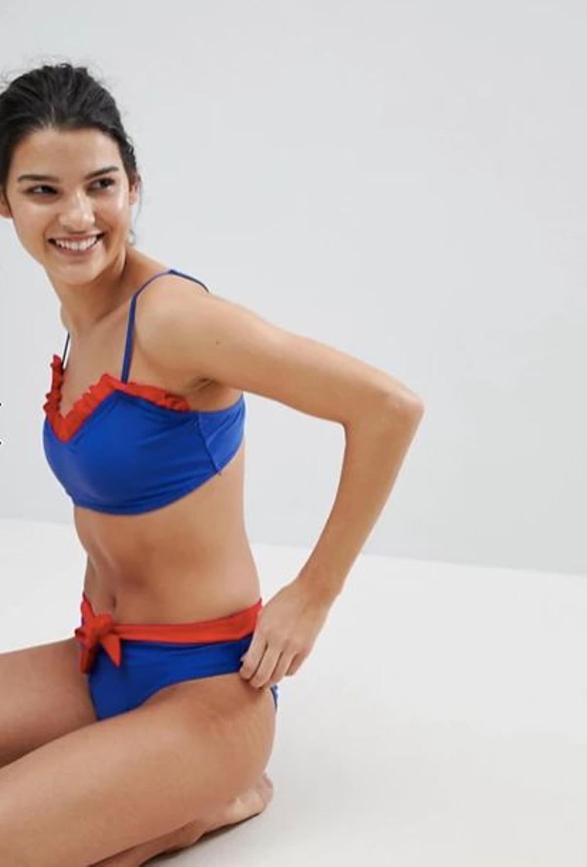 Bikini estilo corpiño con volante de Vero Moda