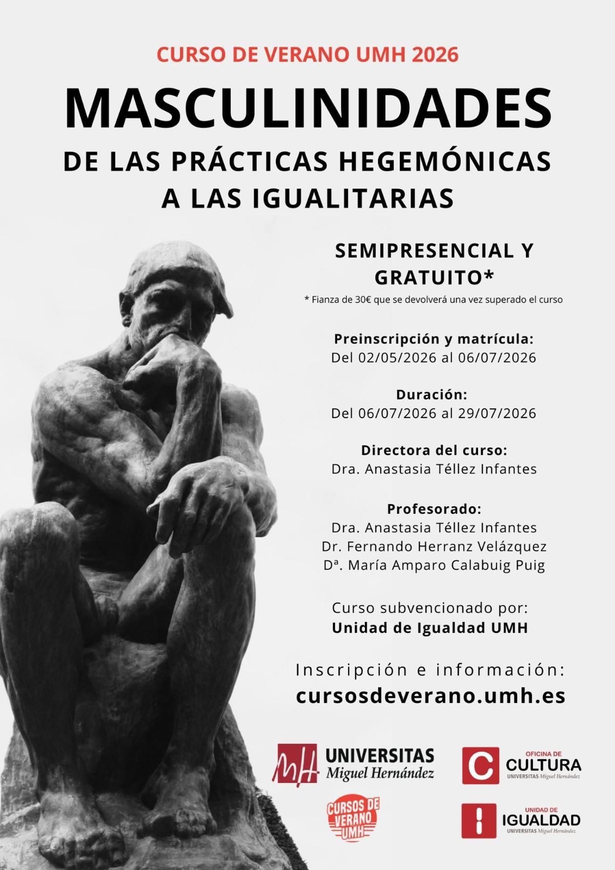 La UMH de Elche ofrece un curso de Masculinidades este verano, semipresencial y totalmente gratuito