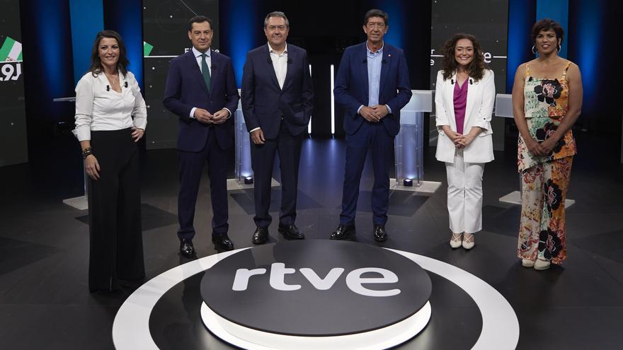 Los candidatos a las elecciones andaluzas, antes del debate de TVE.