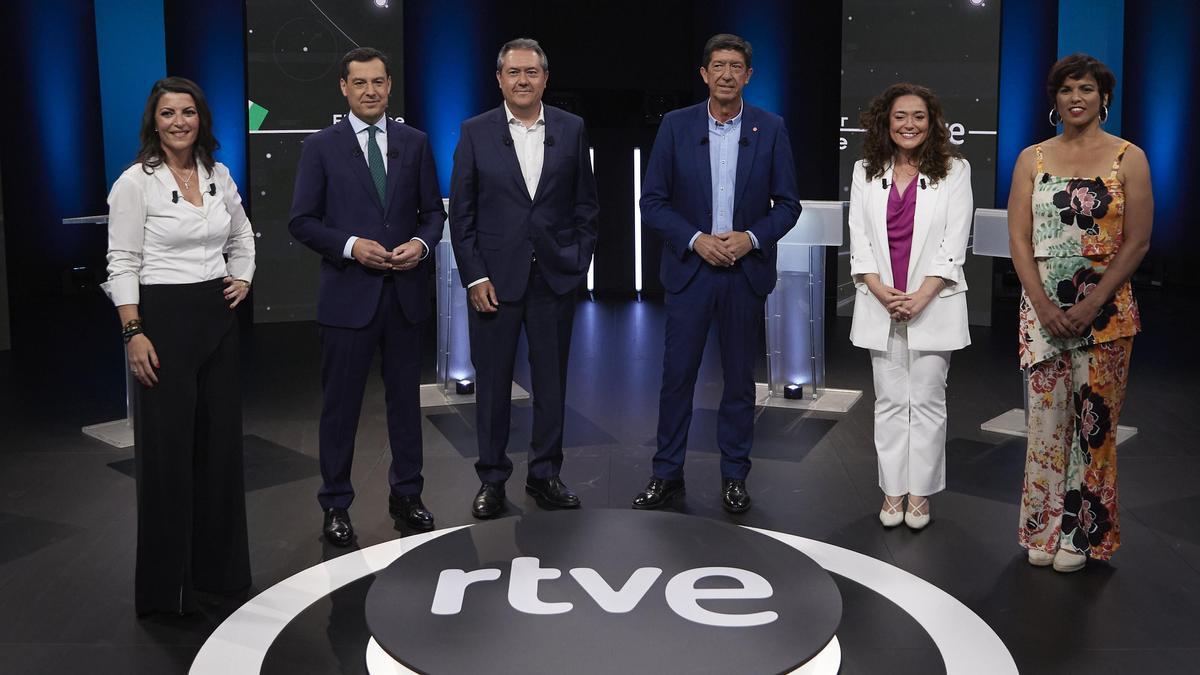 Los candidatos a las elecciones andaluzas, antes del debate de TVE.