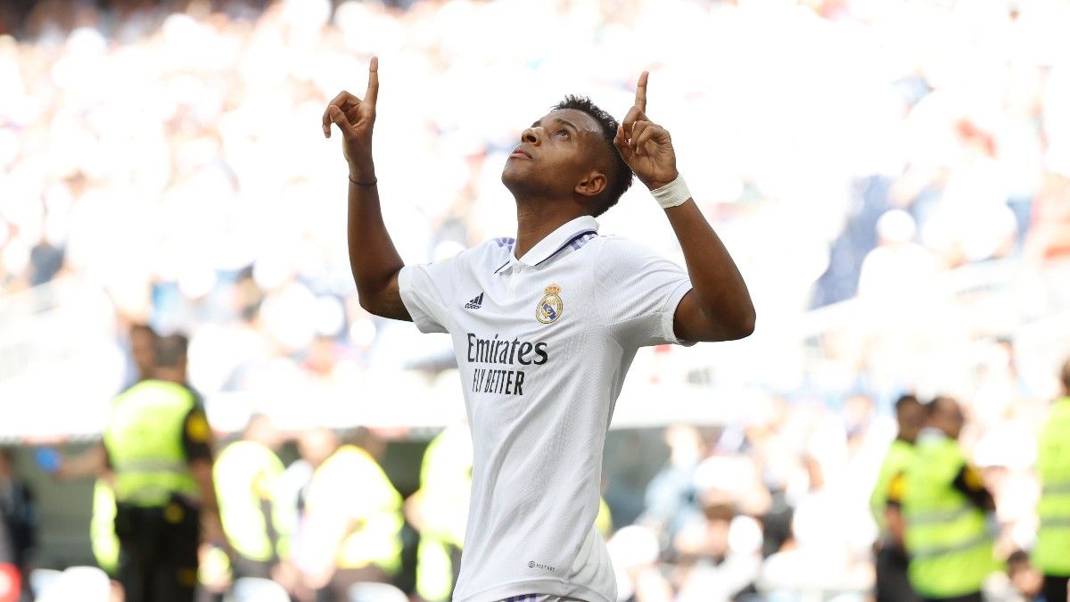 Rodrygo celebrando ante el Mallorca