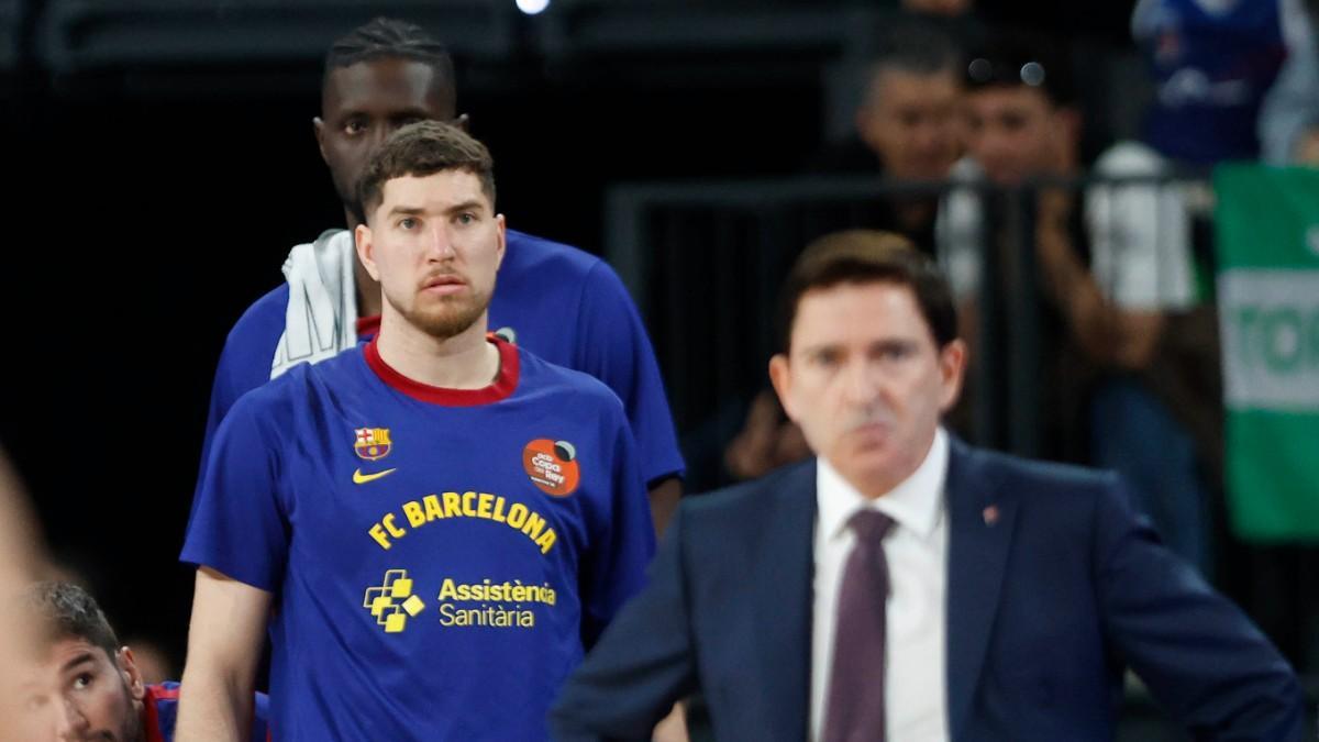 Joel Parra y Xavi Pascual, durante el partido de Copa ante Kosner Baskonia