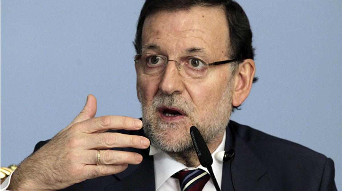 La conferència de premsa de Mariano Rajoy a Astaná, capital de Kazakhstan, aquest dilluns.