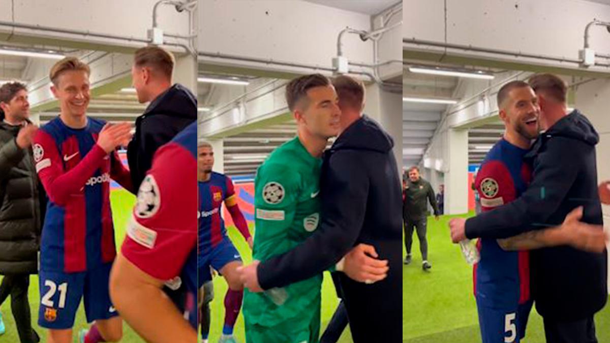 ¡Ter Stegen apareció para recibir a los jugadores en el túnel de vestuarios!