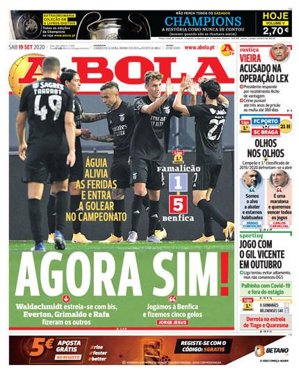 Portada A BOLA sábado 19/09/2020