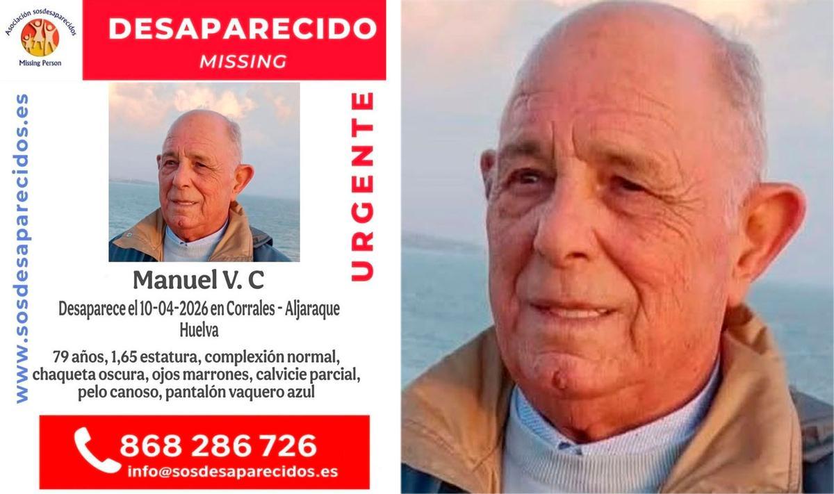 Imagen de Manuel Valle, desaparecido en Aljaraque, Huelva.