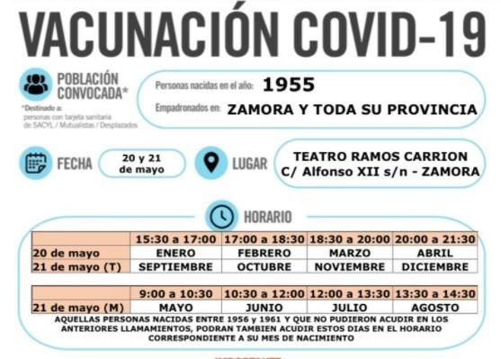 Turnos para los nacidos en 1955 que quieran acudir al Teatro Ramos Carrión de Zamora