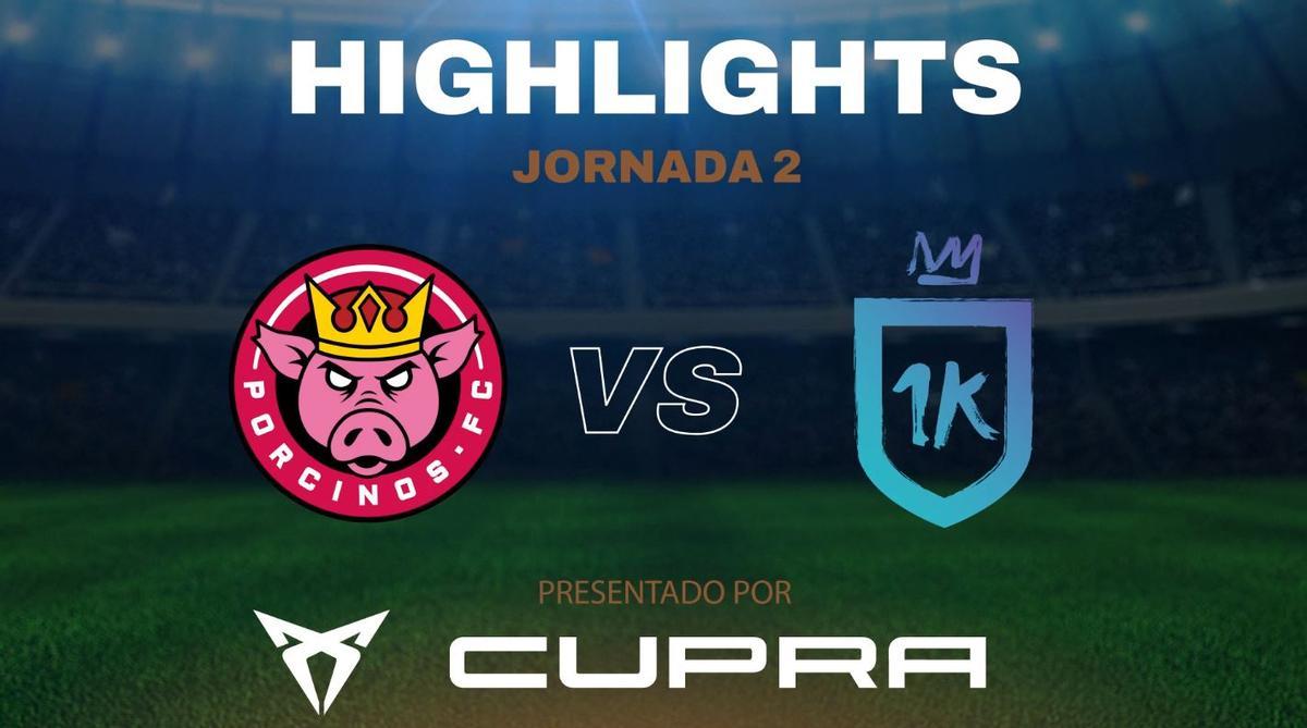 Resumen, goles y highlights del Porcinos (1) 2 - 2 (2) 1K en la jornada 2 de la Kings League